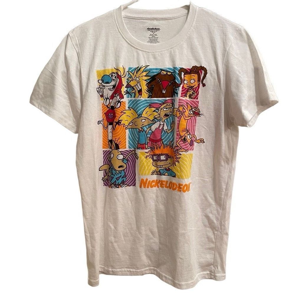 Nickelodeon Adult T-Shirt Size M Hey Arnold Rugrats Ren and Stimpy Cat Dog